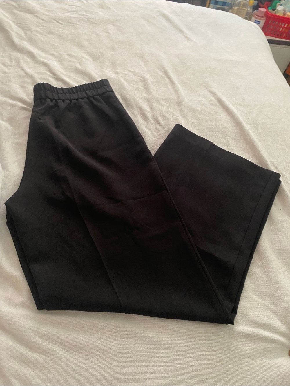 Meg & Margot Women's Black Elastic-Waist Dress Pants
